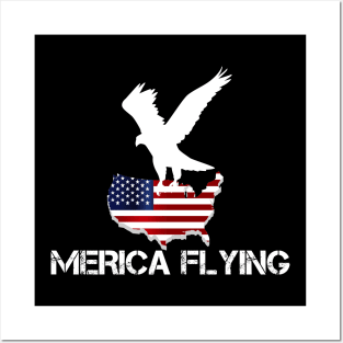 Merica Flying 4th of july american party Gift Edit Posters and Art